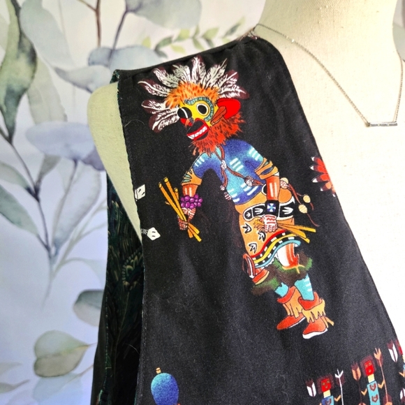 Women's Black Vest with Colorful Patterns - Picture 3 of 6